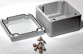 Aluminum die cast enclosure, (L x W x H) 122 x 120 x 82 mm, gray (RAL 7046), IP66, 1590Z119GY