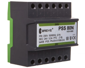 Transformator 1-fazowy modułowy bezpieczeństwa PSS 80N 230/ 24V 3,3A, na szynę DIN, IP20, Ta 40, 16024-9889