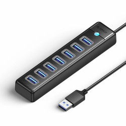 Hub USB Orico PW7U-U3 7x USB-A 3.0 + USB-C 5V/3A 1m - Czarny