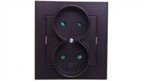 Sonata Gniazdo Podwójne B/U Z Przesłonami Czekoladowy Metalik Gp-2Rp/40