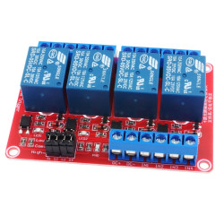 modRL04_ISO - moduł mocy z czterema przekaźnikami 5V i optoizolacją wejść