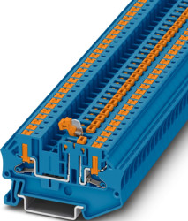 Knife disconnect terminal, push-in connection, 0.75-6.0 mm², 2 pole, 20 A, 6 kV, blue, 1088740