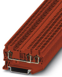 Through terminal block, spring balancer connection, 0.08-1.5 mm², 3 pole, 17.5 A, 6 kV, red, 3037274