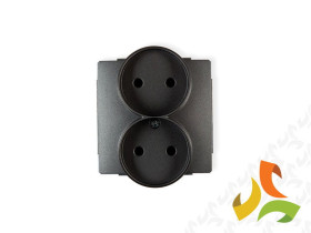 DECO Gniazdo podwójne bez uziemienia do ramki (przesłony torów prądowych) grafitowy 11DGPR-2p KARLIK