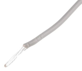 Przewód do urządzeń PTFE PTFE Szary, 100m 0,6 mm² 19/0,2 mm, 300 V, -75 → +200C, Ø 1.35mm, RS PRO BS3G210