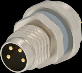 Panel plug, M8, 4 pole, solder connection, screw locking, straight, T4030014041-000