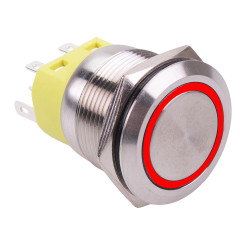 Red LED On-On Latching 22mm Vandal Push Button Switch DPDT