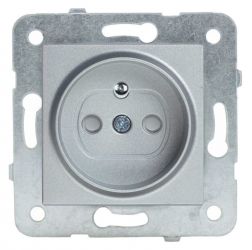 Gniazdo VIKO z uziemieniem i przesłonami styków - srebrne - NOVELLA