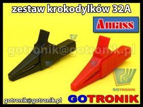 Krokodylek pomiarowy 32A | czerwony + czarny