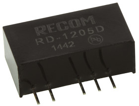 Przetwornica DC-DC, 2W, Uwe 10,8 → 13,2 V DC, Uwy ±5V dc, Iwy ±200mA, Recom