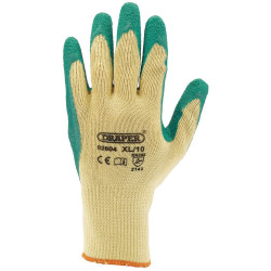 Draper 82604 Green Heavy Duty Latex Coated Work Gloves - Extra Large