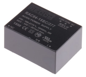 Zasilacz impulsowy nap. wyjściowe: 15V dc 4W 267mA 1 wyjście nap. wejściowe: 115 → 370 V dc, 80 → 264V ac