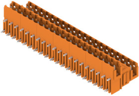 Pin header, 4 pole, pitch 5.08 mm, angled, orange, 1726460000