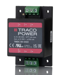 Przetwornica DC-DC, 6W, Uwe 9→ 36 V DC, Uwy ±12V dc, Iwy ±250mA, TRACOPOWER