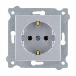 Gniazdo z uziemieniem Schuko 2P+E Srebrny 237/10E EXEN