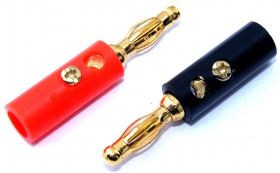 Wtyk banan 4mm. kpl. 2szt. złocony lamelka z gniazdem