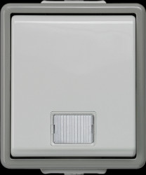 Surface mounted moist room control switch, gray, 250 V (AC), 10 A, IP44, 5TA4700