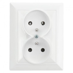 Gniazdo podwójne p/t 2x2P+Z Pearl, 16A, 250V, PT-6 P, biały,OR-OE-7706/K/W