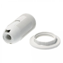 Oprawka plastikowa E14 z pierścieniem biała