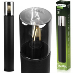 Lampa Ogrodowa Stojąca Zewnętrzna Słupek NA ŻARÓWKE E27 Czarna SZKŁO IP54 60 cm SALVIA LUMILED
