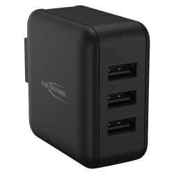 ANSMANN 3-Port USB Travel Charger - 5V 3A (15W)