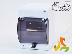 Rozdzielnica natynkowa 5 modułowa 1x5M drzwi transparentne z uziemieniem IP30 OB-5ZZK KARLIK