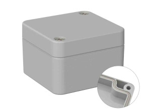 Obudowa ogólnego użytku Poliwęglan szerokość zew. 50 mm długość zew. 52 mm wys. zew. 35 mm RS PRO IP66 Szary