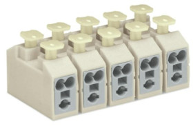 Cable connector, 5 pole, 2.5 mm², clamping points: 20, white, push-in wire connection, 18 A, 272-305