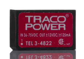 Przetwornica DC-DC, 3W, Uwe 36 → 75 V DC, Uwy ±12V dc, Iwy ±125mA, TRACOPOWER