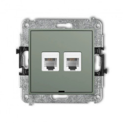 MINI Mechanizm gniazda telefonicznego podwójnego 2xRJ11, 4-stykowy, beznarzędziowe, bez pola opisowego szałwiowy 61MGTBO-2