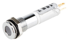 Lampka kontrolna do montażu panelowego 24V dc 8mm LED Chrom Końcówka lutownicza RS PRO