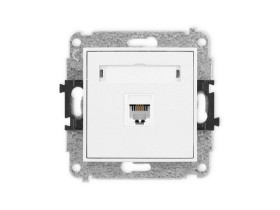 MINI Mechanizm gniazda telefonicznego pojedynczego 1xRJ11, 4-stykowy, beznarzędziowe biały mat 25MGT-1 KARLIK