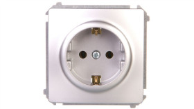 Simon Basic Gniazdo Wtyczkowe Z Uziemieniem Schuko 16A 250V Srebrny Mat...