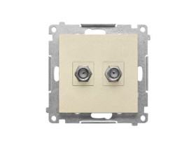 SIMON 55 Gniazdo antenowe typu „F” podwójny szampański mat TASF2.01/144 KONTAKT SIMON