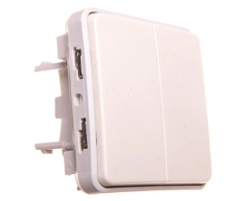 PLEXO55 Przycisk podwójny biały/ecru 069635