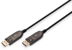 Connection cable, 15 m, black, DisplayPort 1.4 plug, straight to DisplayPort 1.4 plug, straight, AK-340107-150-S