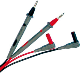 Test lead kit with (2 x test probe, straight) to (2 x 4 mm plug, angled), 1.2 m, red/black/gray, CAT III, CAT IV, PAN PK2F