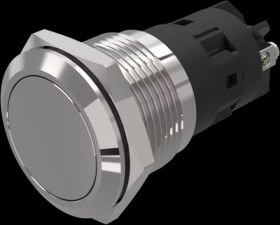 Vandal-proof pushbutton, silver, unlit , mounting Ø 19 mm, IP65/IP67, 82-5552.1000