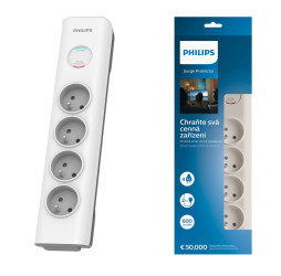 Listwa zasilająca przepięciowa biała Philips