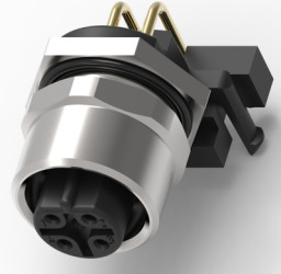 Socket, 5 pole, solder connection, screw locking, angled, 4-2172083-2