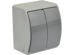 Łącznik podwójny świecznikowy natynkowy IP44 szary Koala 152-08 61.315