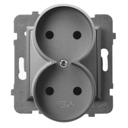 ARIA Gniazdo podwójne szary mat GP-2UR/m/70