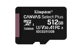 Karta pamięci z adapterem Kingston Canvas Select Plus SDCS2/512GB (512GB Class 10, Class U1, V10 + adapter)