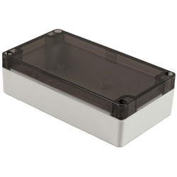 Hammond 1554JL2GYSL Watertight PC Enclosure, Smoked Lid 160 x 90 x 45, Grey