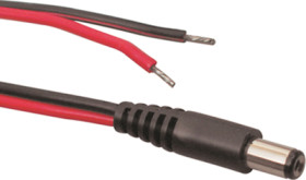 DC connection cable, 2 m, red/black, plug 1.7 x 4 mm, straight to open end, 072088