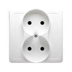 Simon Basic Gniazdo podwójne b/u kompletne białe BMG2/11