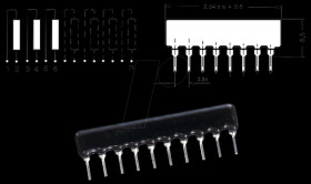RAB10270G Resistor network, 5res../10pin, 27 Ohm