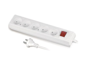 Przedłużacz z wyłącznikiem 5-gniazd b/u 10A 3m /OMY 2x1/ biały PS-560WS T-105980