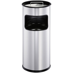 Durable 333023 Waste Basket 17L Metal Black with Ashtray Fire Safe