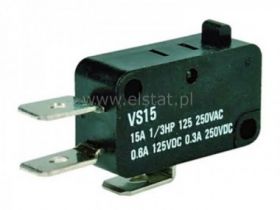 Przełącznik krańcowy bez dźwigni 15A, VS15, 6,3mm